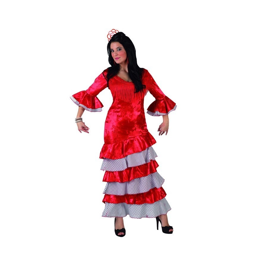 Disfraz de sevillana roja flamenca para adulto barato. Tienda de disfraces  online